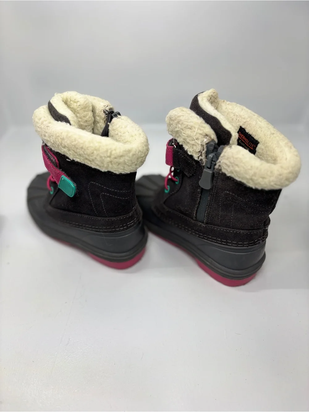Cat & Jack Girls Winter Snow Boots Size 11 Black Pink Thermolite